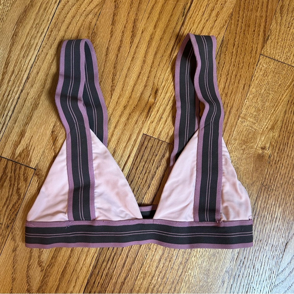 Pink and Black Striped Bralette